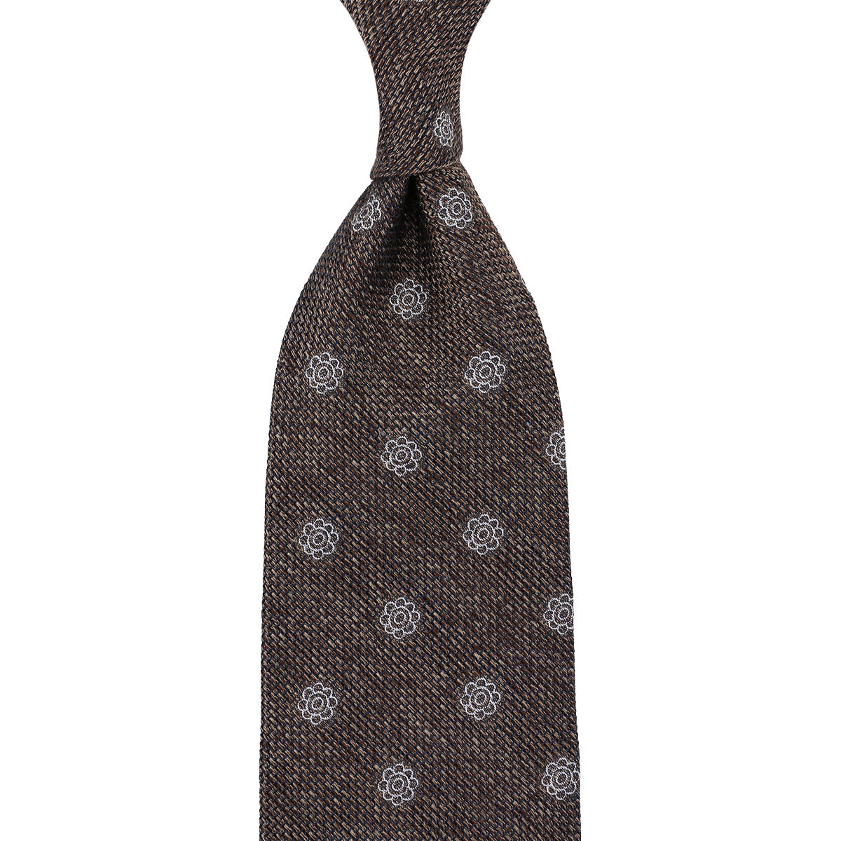 Shibumi-Flower Fina Grenadine Silk Tie - Brown Mottled