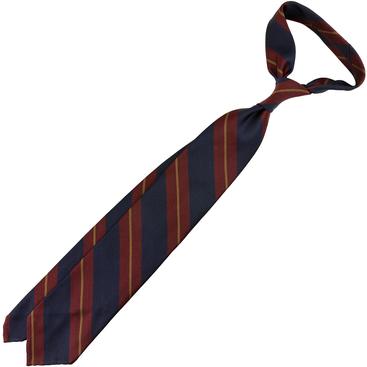 Repp Stripe Silk Tie - Navy / Burgundy / Gold