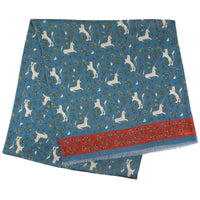 Animal Printed Wool / Silk Scarf - Air Force Blue