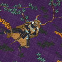 Samurai Motif Wool / Silk Pocket Square - Purple - 40x40cm