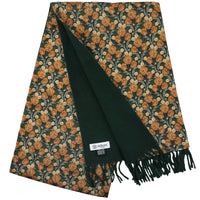 Printed Silk / Cashmere Scarf - Forest / Oatmeal / Forest
