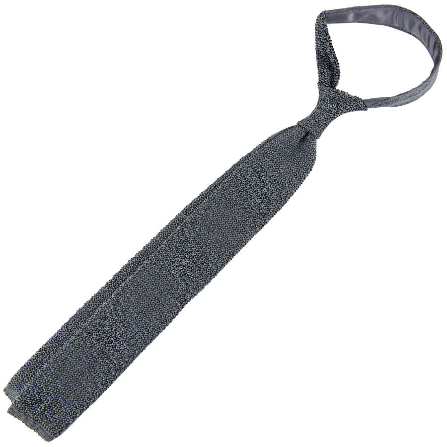 Crunchy Silk Knit Tie - Grey