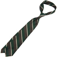 Striped Grenadine / Garza Piccola Silk Tie - Forest / Brown / Ivory