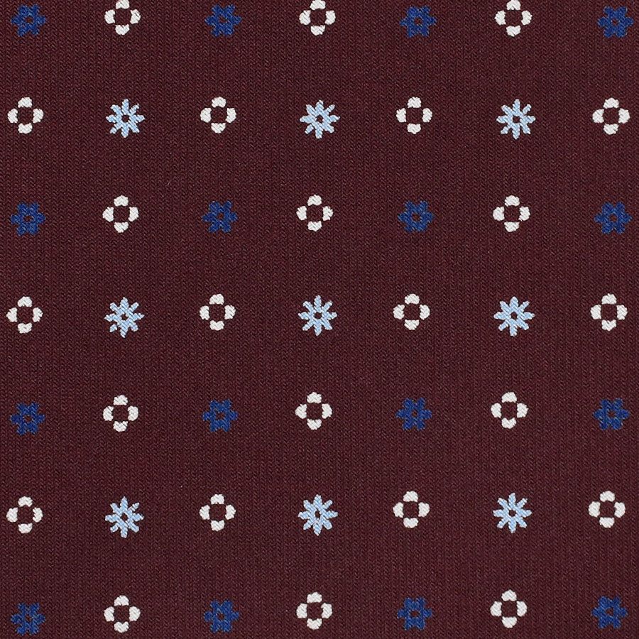 Floral Printed Silk Bespoke Tie - Burgundy