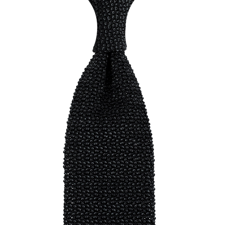 Crunchy Silk Knit Tie - Black / Charcoal Mottled