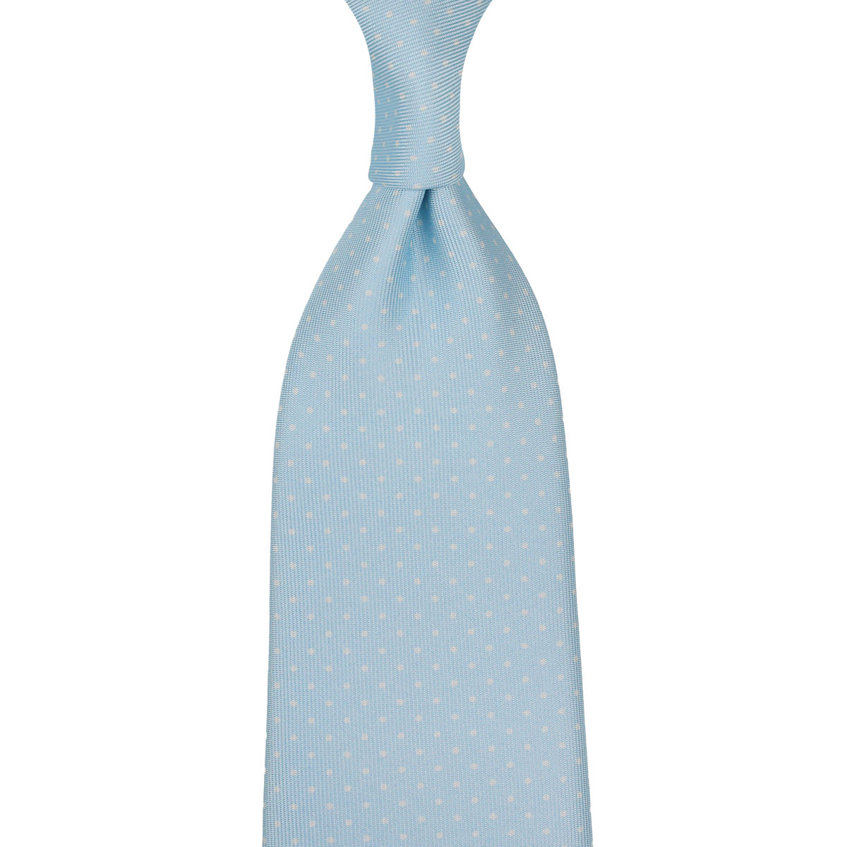 Dotted Printed Silk Tie - Pale Blue - Hand-Rolled