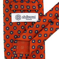 Shibumi-Flower Printed Silk Tie - Rust - Hand-Rolled
