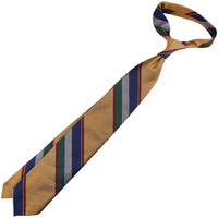 Repp Stripe Silk Tie - Beige - Hand-Rolled