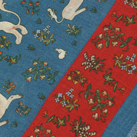 Animal Printed Wool / Silk Scarf - Air Force Blue