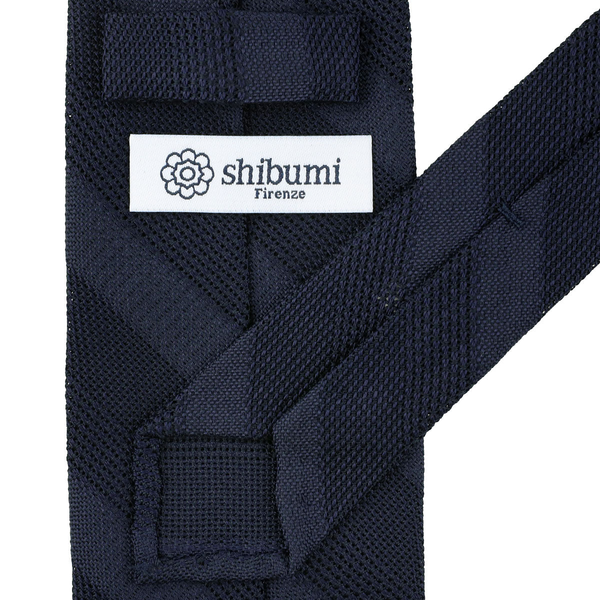 Striped Fina Grenadine Silk Tie - Navy - Hand-Rolled