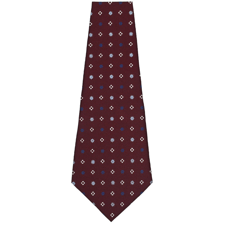 Floral Printed Silk Bespoke Tie - Burgundy