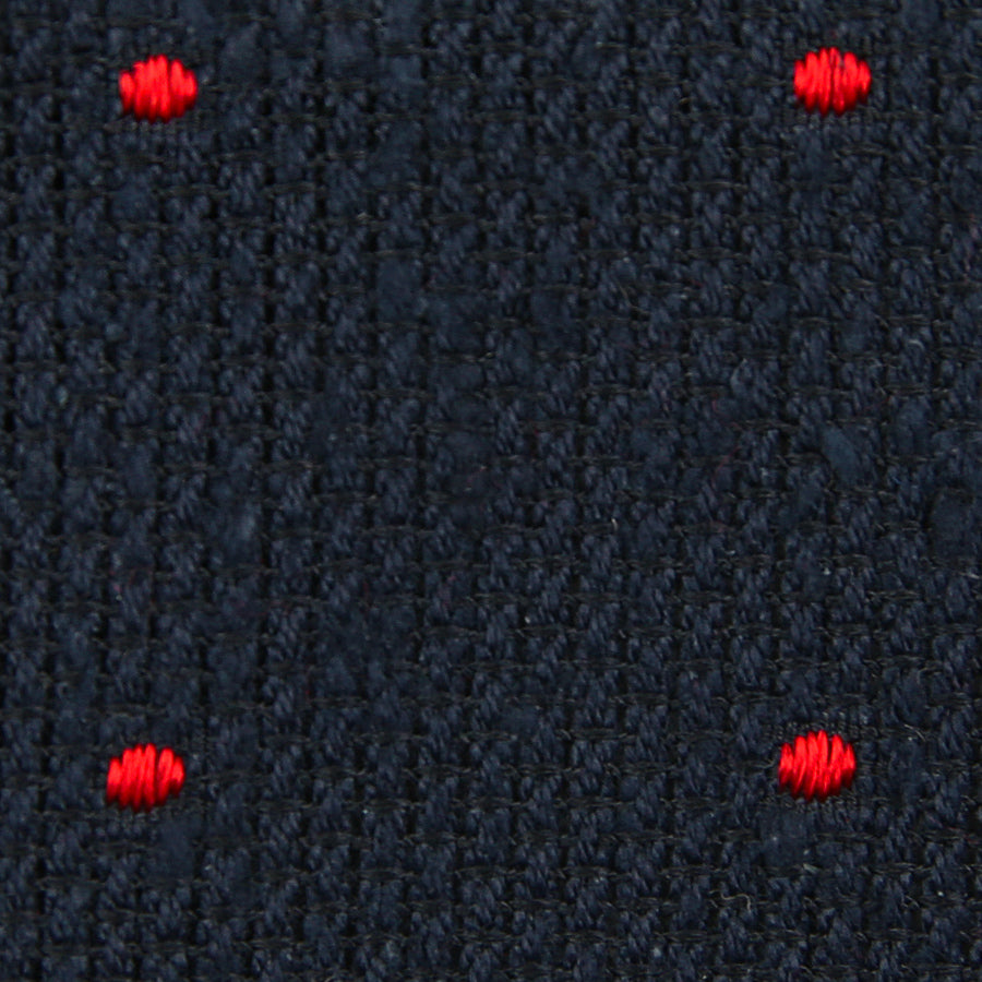 Dotted Shantung Grenadine Bespoke Tie - Navy / Red