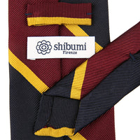 Block Stripe Super Repp Silk Tie - Navy / Burgundy / Gold