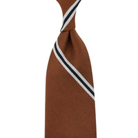 Repp Stripe Silk / Cotton Tie - Copper - Hand-Rolled