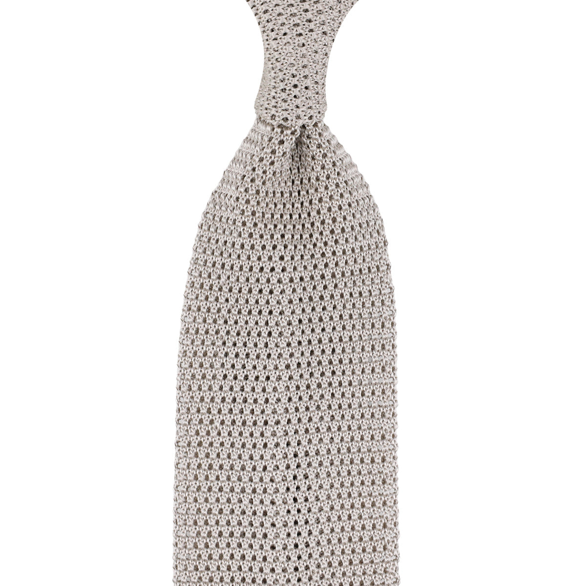 V-Point Knit Tie - Stone - Silk