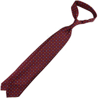 Floral Printed Silk Tie - Burgundy - Hand-Rolled