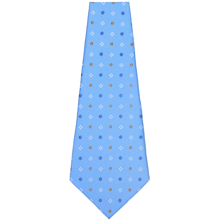 Floral Printed Silk Bespoke Tie - Sky
