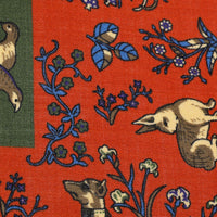 Animal Motif Wool / Silk Pocket Square - Rust / Olive