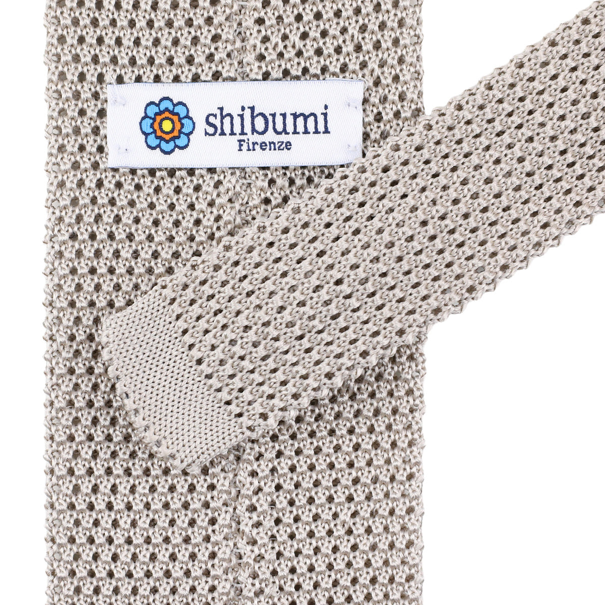 V-Point Knit Tie - Stone - Silk