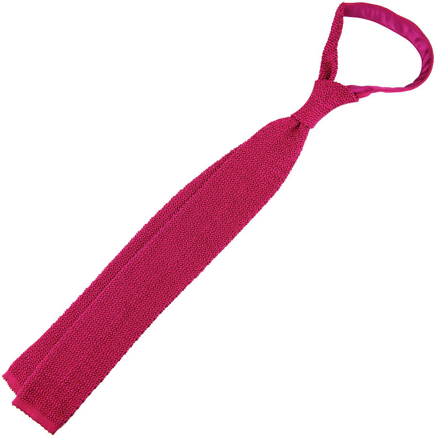 Crunchy Silk Knit Tie - Fuchsia