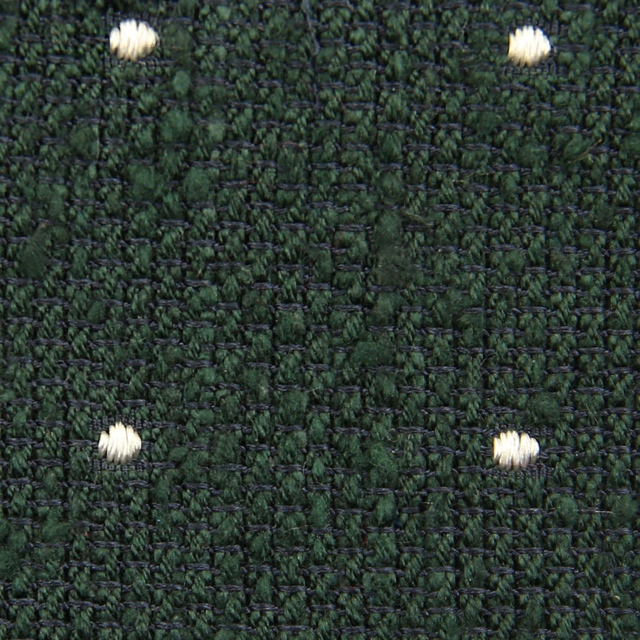 Dotted Shantung Grenadine Bespoke Tie - Forest Green / White