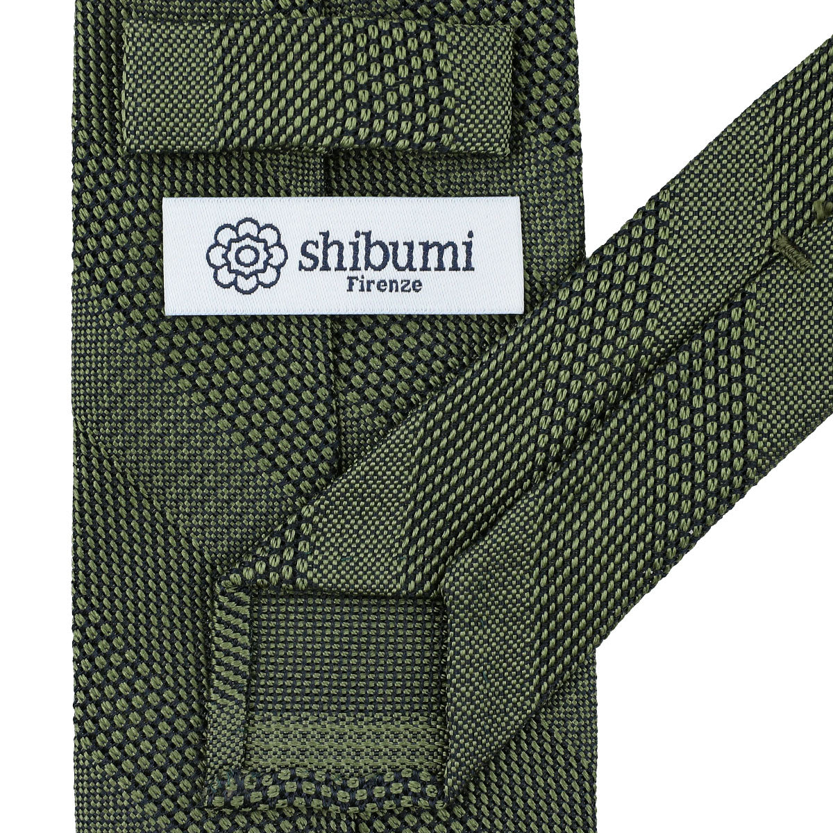 Striped Fina Grenadine Silk Tie - Army - Hand-Rolled