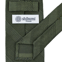 Striped Fina Grenadine Silk Tie - Army - Hand-Rolled