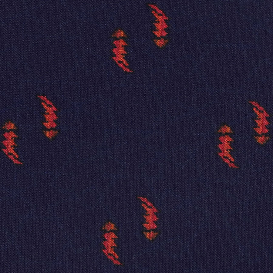 Floral Printed Silk Bespoke Tie - Navy
