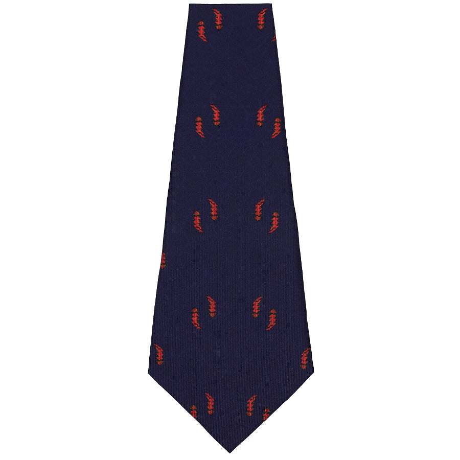 Floral Printed Silk Bespoke Tie - Navy