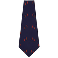 Floral Printed Silk Bespoke Tie - Navy