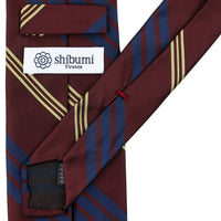 Repp Stripe Silk Tie - Burgundy / Navy / Yellow
