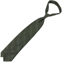 Striped Fina Grenadine Silk Tie - Army - Hand-Rolled