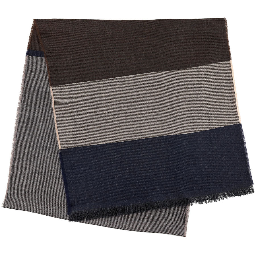 Striped Wool Scarf - Brown / Hazelnut / Beige / Navy