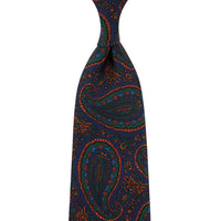 Ancient Madder Silk Tie - Navy - Hand-Rolled