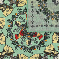 Renaissance Motif Wool / Silk Pocket Square - Pistachio - 40x40cm