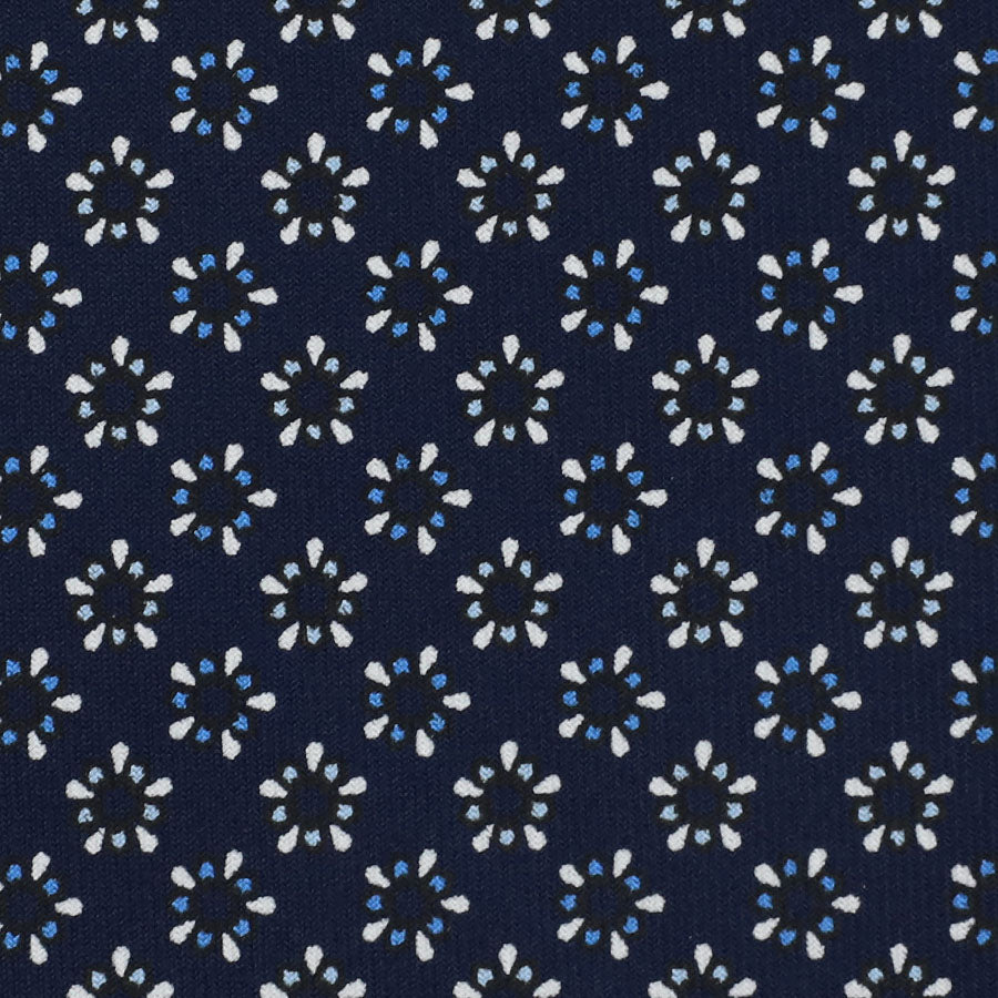 Floral Printed Silk Bespoke Tie - Navy