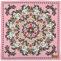 Renaissance Motif Wool / Silk Pocket Square - Pink - 40x40cm