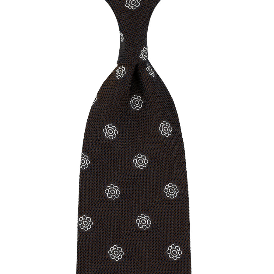 Shibumi-Flower Fina Grenadine Silk Tie - Espresso