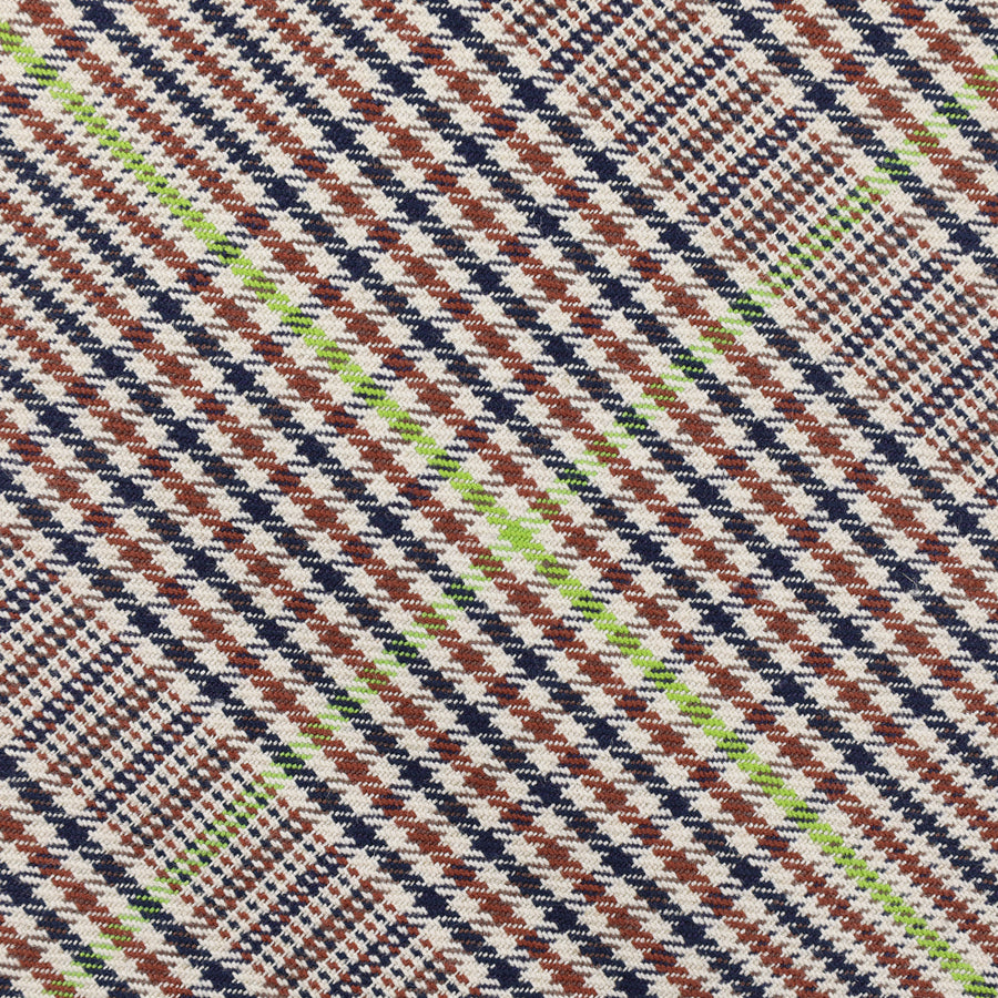 Checked Bespoke Cotton Tie - Brown / Navy