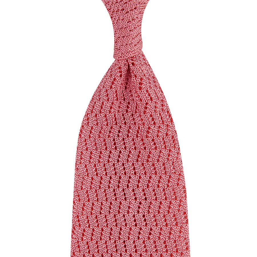 Zigzag Silk Knit Tie - Pink