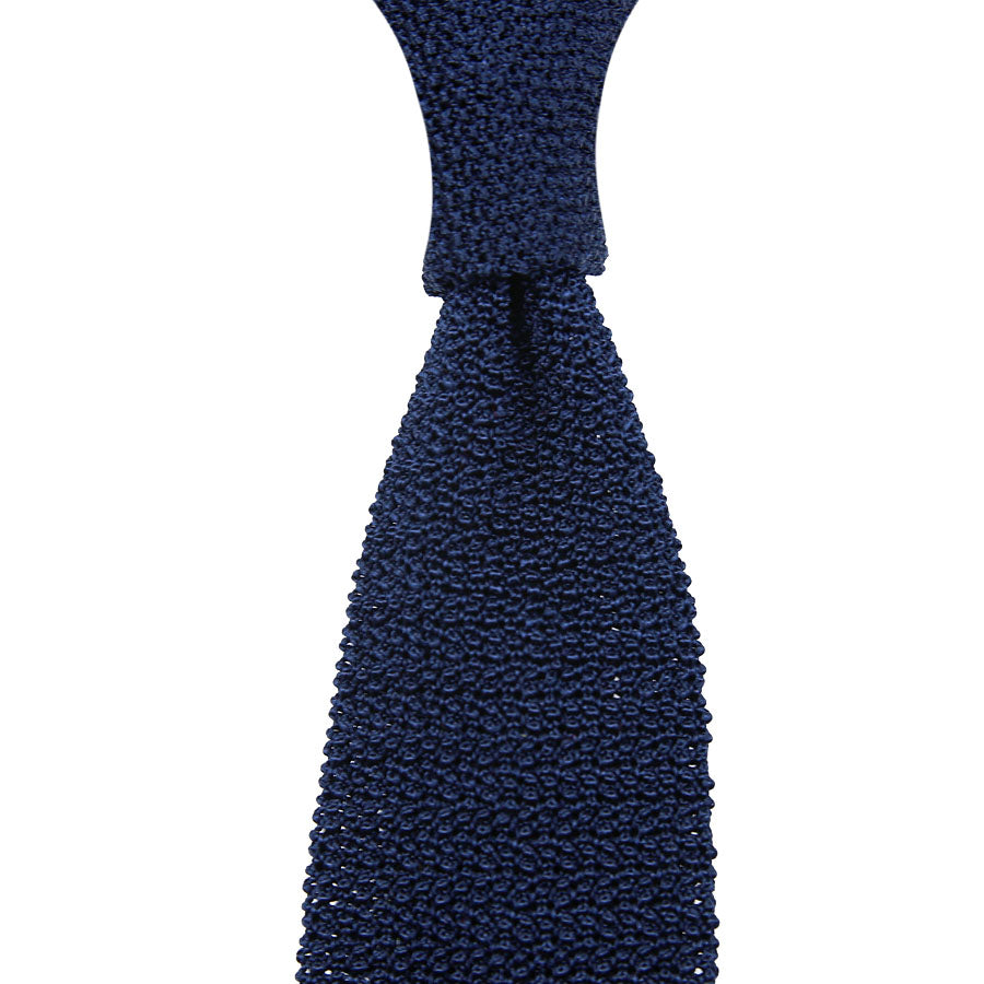 Crunchy Silk Knit Tie - Navy