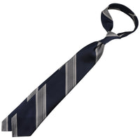 Japanese Repp Stripe Silk Tie - Navy / Grey