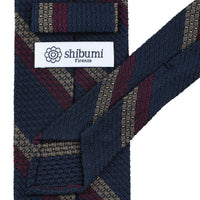 Striped Grossa Grenadine Silk Tie - Navy / Berry / Taupe