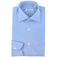 Poplin Semi Spread Shirt - Blue - Halo Stripe