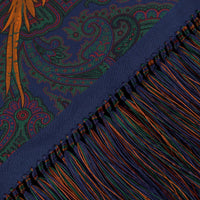 Double-Sided Ancient Madder Silk Scarf - Navy - 180cm x 35cm