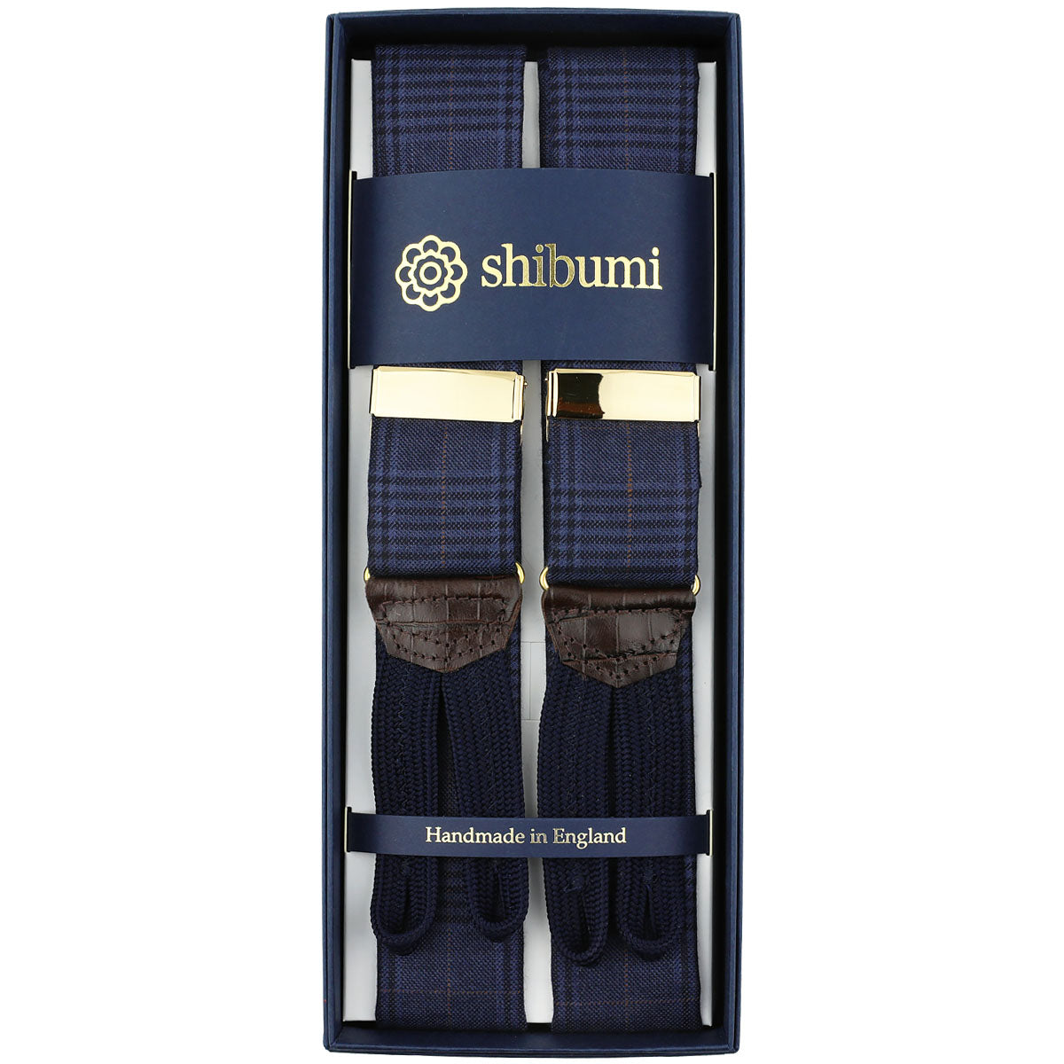 Checked Wool Braces - Navy