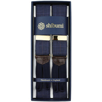 Checked Wool Braces - Navy