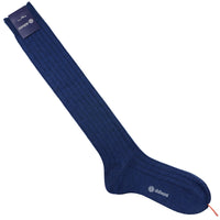 Knee Socks - Ribbed - Light Navy - Thick Wool