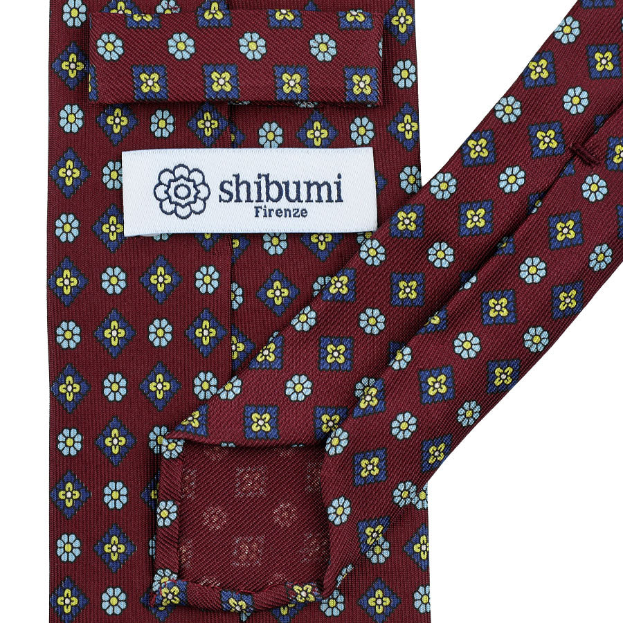 Anniversary Collection - Floral Printed Silk Tie - Burgundy