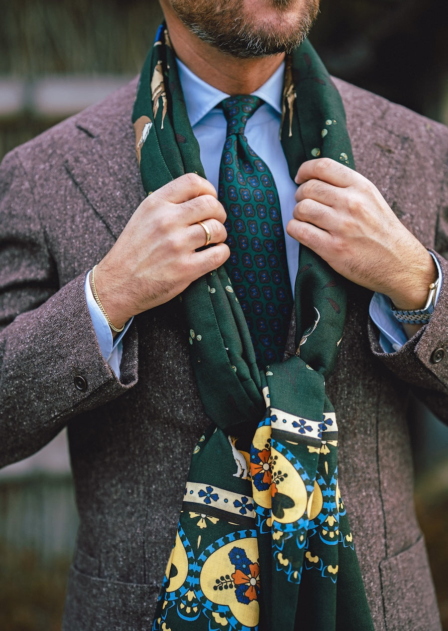 Animal Printed Wool Silk Scarf Forest Green – Shibumi Firenze